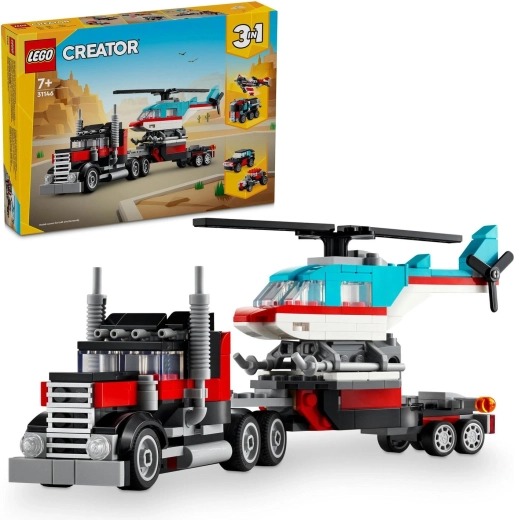 LEGO Creator náklaďák s plošinou a helikoptérou