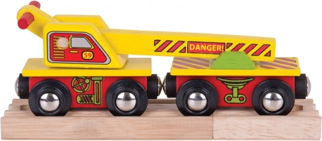 Dřevěný vagón s jeřábem BIGJIGS RAIL