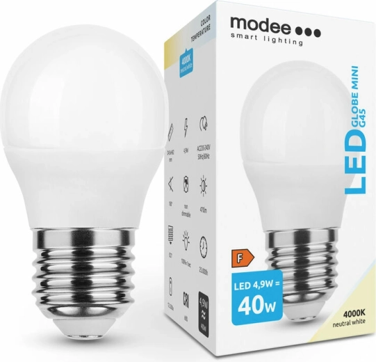LED žárovka Modee Globe Mini G45 4,9 W E27, 470 lm, neutrální bílá