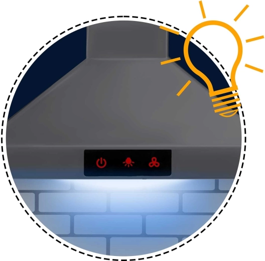 Svítící digestoř s ovládacím panelem