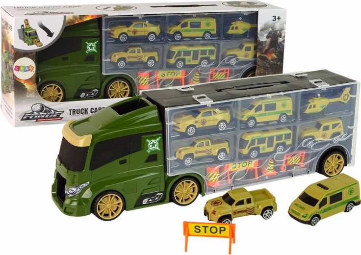 Zelený transportní náklaďák na autíčka