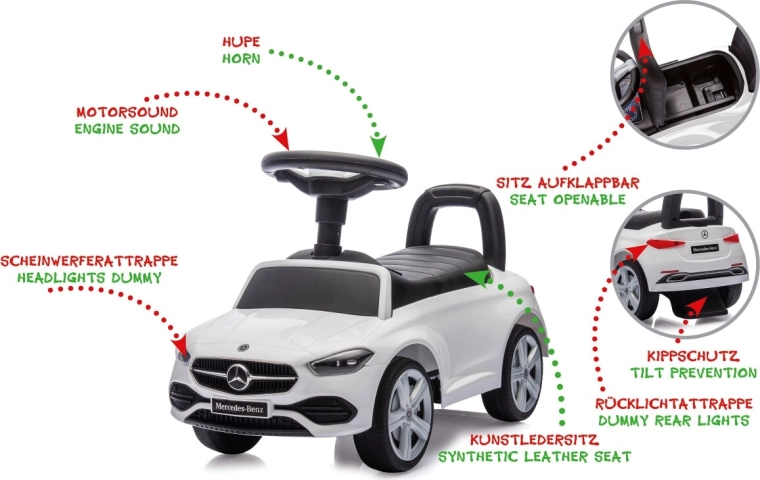 Dětské odrážedlo Mercedes-Benz C-Class 2v1 bílé