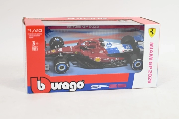Bburago model Ferrari SF-25 č. 16 Charles Leclerc Miami 1:43