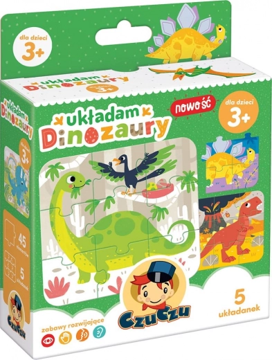 CzuCzu dinosauří puzzle – sada 5 skládaček (45 dílků)