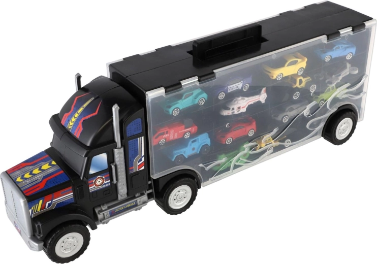 Průhledný úložný kufřík v podobě kamionu