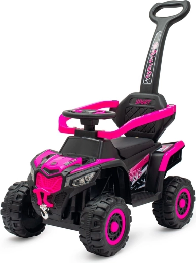 Dětské elektrické odrážedlo s vodicí tyčí růžové BABY MIX Ruggy