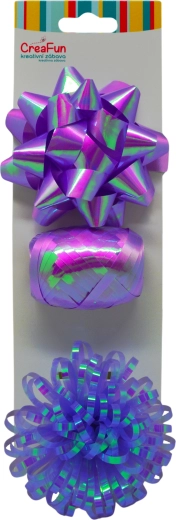 Dárková sada duhově lesklá – stuha 10 m + 2 mašle, 3 ks