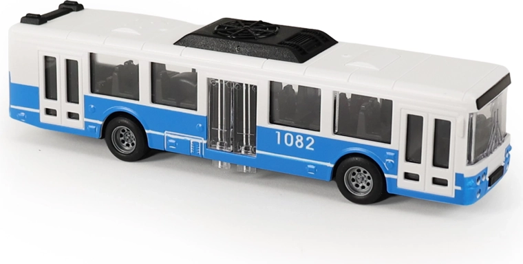 Modrý autobus MHD s otevíracími dveřmi 16 cm