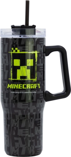 Minecraft Squared Pattern – izolovaná XL turistická láhev z nerezové oceli 940 ml