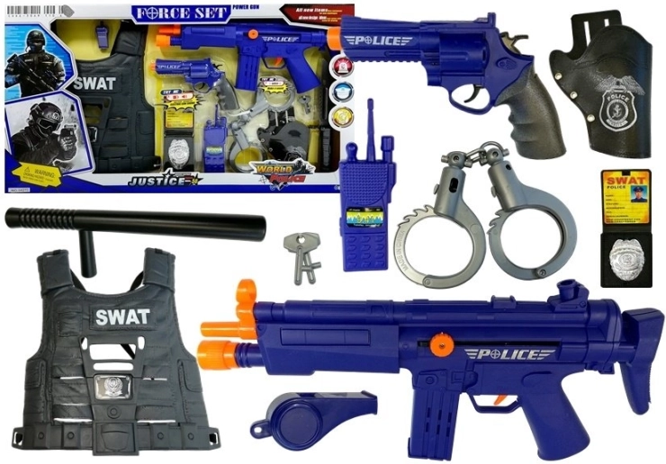 Policejní herní set se zvuky střelby a příslušenstvím