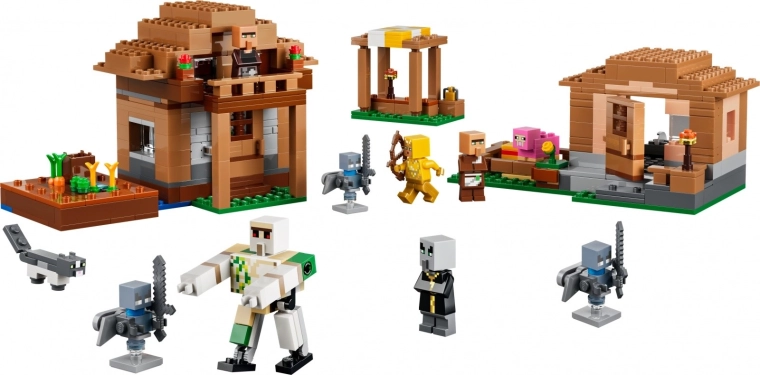 Vesnice Minecraft se 3 detailními stavbami