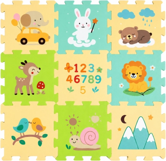 Petite&Mars pěnové podlahové puzzle Nexli forest friends (9 dílků)