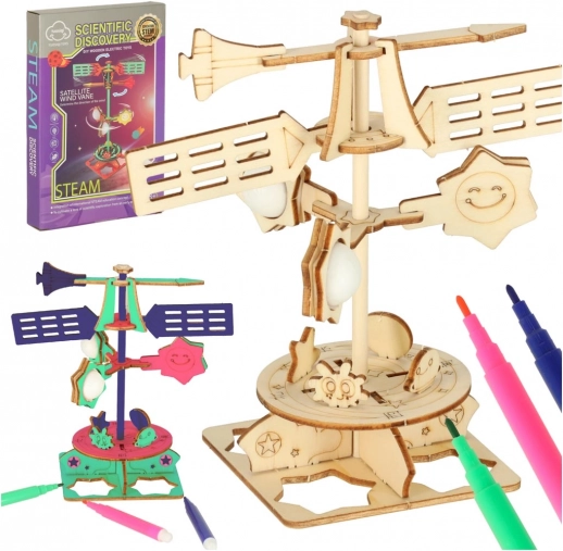 Vědecká sada přírodovědy 3D dřevěný větrník – DIY model pro děti