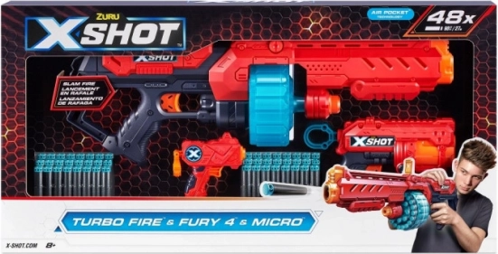 Sada blasterů X-Shot Excel Turbo Fire + Fury 4 + Micro