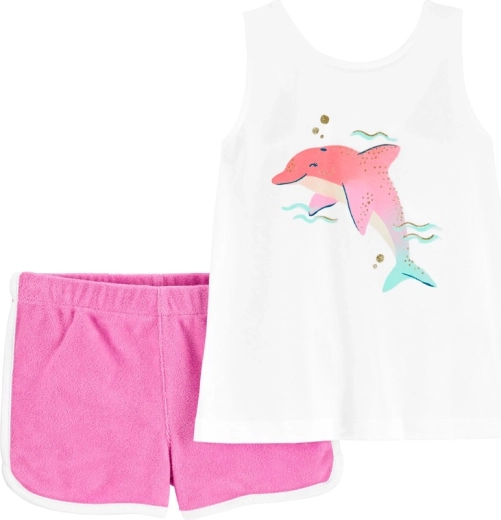 Carter's dvoudílný set tílko a kraťasy Pink dolphin pro holčičku (9 m)