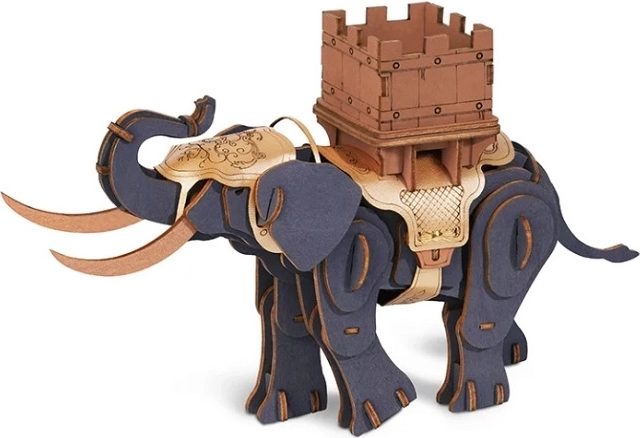 RoboTime dřevěná 3D skládačka bojovný slon