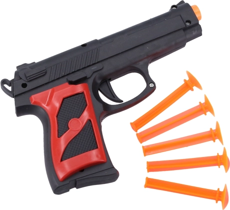 Plastová pistole s přísavkami 16 cm – sada 5 nábojů