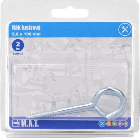 Lustrový hák 100 × 5,8 mm – lesklý, 2 ks