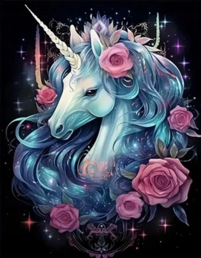 Malování podle čísel Jednorožec s květinami 40 × 50 cm