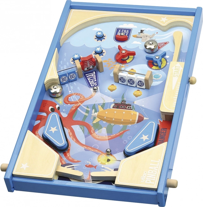 Dřevěný pinball VILAC – velký podmořský stolní flipper