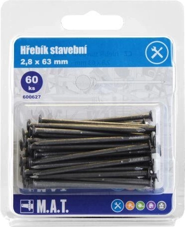 Stavební hřebíky 63 × 2,8 mm, 60 ks