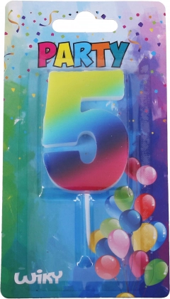 Párty svíčka číslo 5 duhová