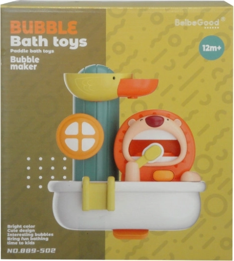 Koupací hračka lev s kartáčkem na zuby a bublinkami