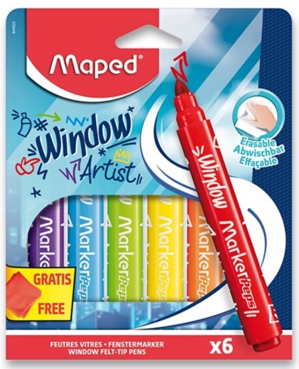 Maped fixy na okna Window, 6 ks s mikrovláknovým hadříkem