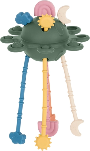 Petite&Mars silikonová senzorická hračka Crazy planet misty green 10m+