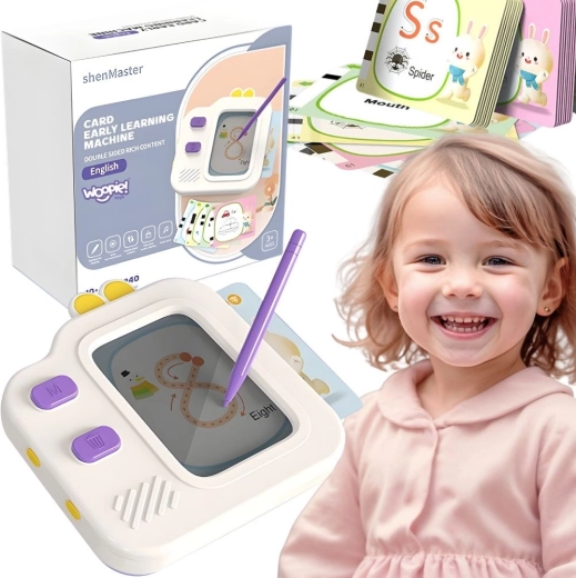 Woopie dětský LCD znikopis a čtečka vzdělávacích karet 2v1, 120 karet