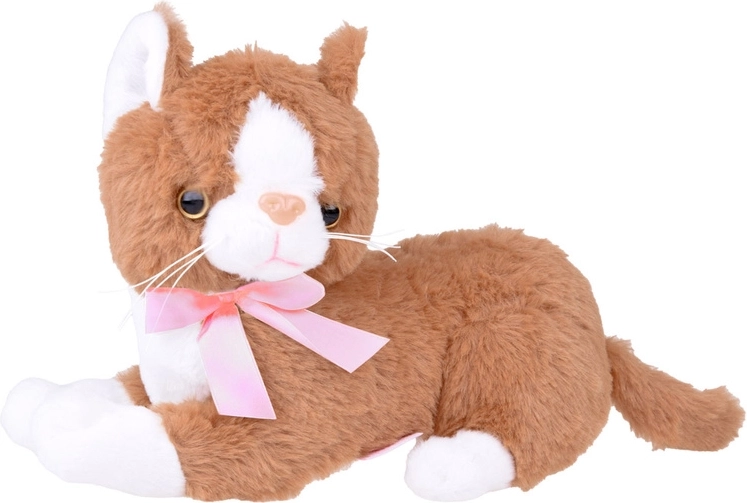 plyšová kočka flico s růžovou mašlí 34 cm