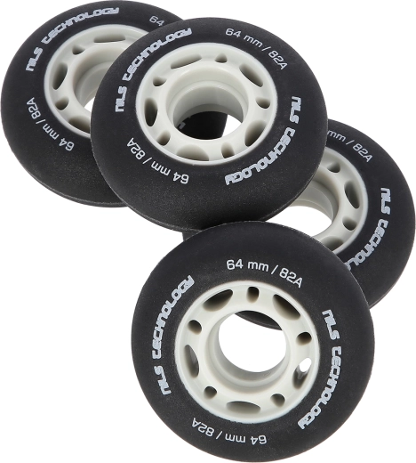 Matná kolečka NILS Extreme PU 64 × 24 mm, 82A, černá (4 ks)
