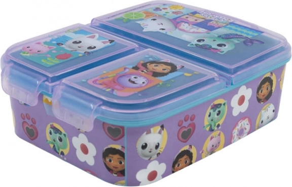 Obědový box fialový Gabby's Dollhouse s 3 přihrádkami