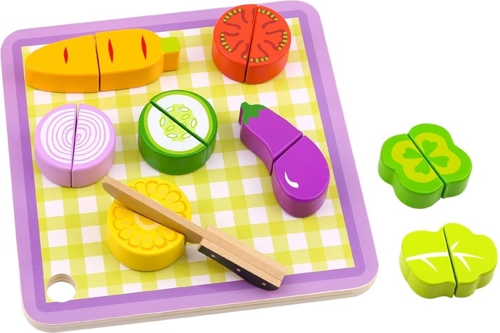 Tooky Toy dřevěná zelenina na krájecí desce