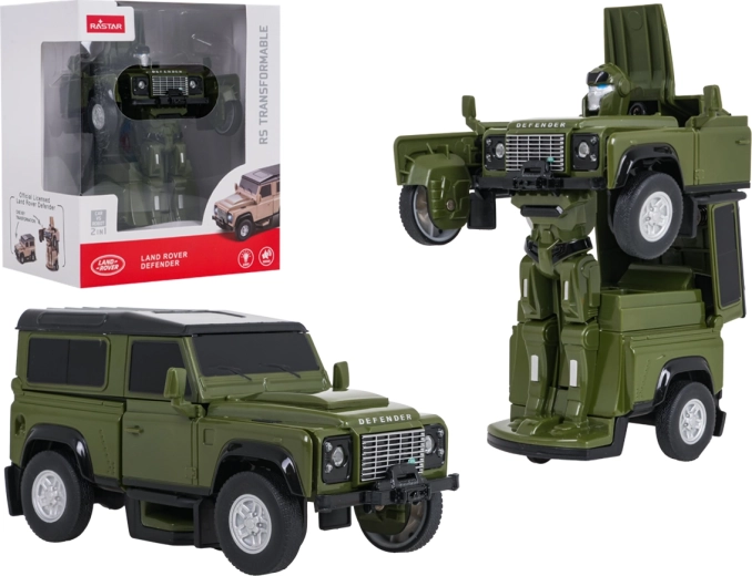 Transformující auto a robot 2 v 1 Land Rover Defender RASTAR zelené