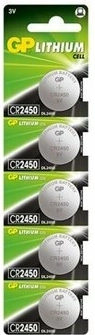 GP lítiové gombíkové baterie CR2450, 5 ks