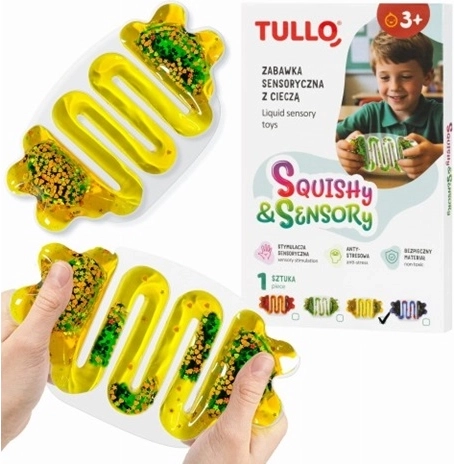 Senzorický mačkací míček s tekutinou žlutý