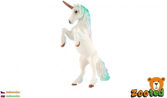 Plastový jednorožec bílo‑modrý 18 cm
