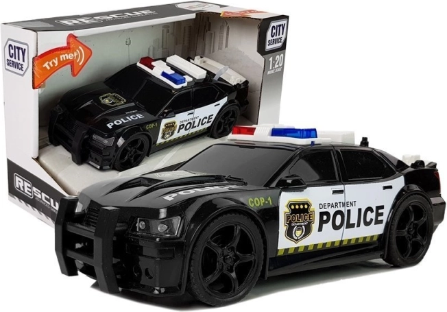 Policejní autíčko s třecím pohonem a světelnými a zvukovými efekty černé