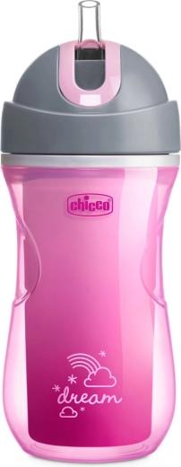 Chicco termo hrneček se slámkou 266 ml růžový (14m+)