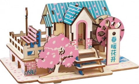 Woodcraft dřevěné 3D puzzle Jarní dům