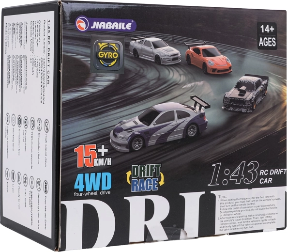 R/C auto na drift v měřítku 1:43 oranžové s příslušenstvím
