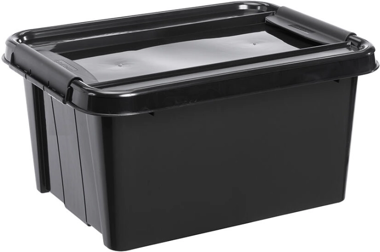 Úložný box s víkem 32 l z recyklovaného plastu, černý