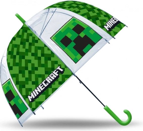 Průhledný manuální deštník MINECRAFT zelený