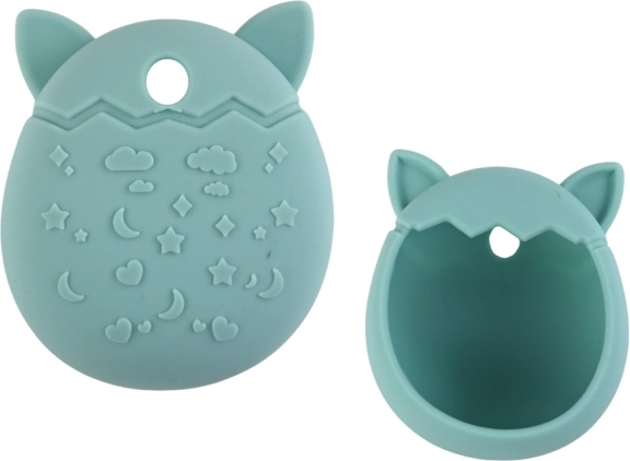 Silikonové pouzdro na Tamagotchi s kočičím designem a tyrkysovým odstínem