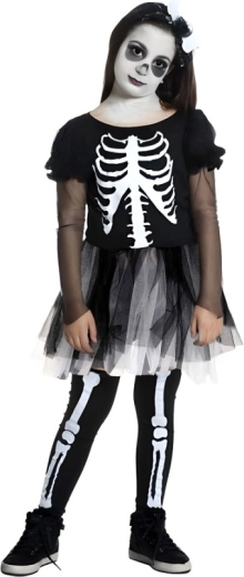 Stylové šaty s kosterním potiskem