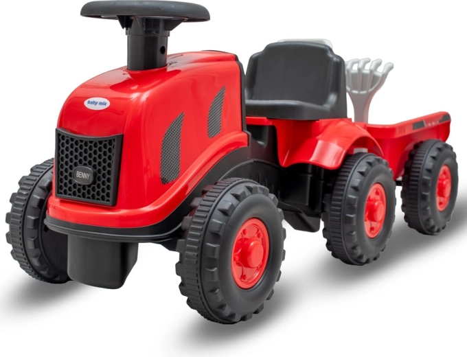 Dětské odrážedlo traktor s vlečkou a nářadím Baby Mix Benny – červený