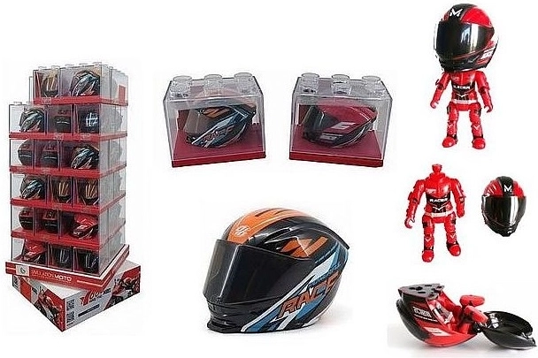 Skládací figurka motorkáře v přilbě