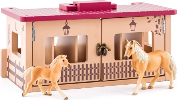 faunica dřevěná stáj pro koně se 6 boxy