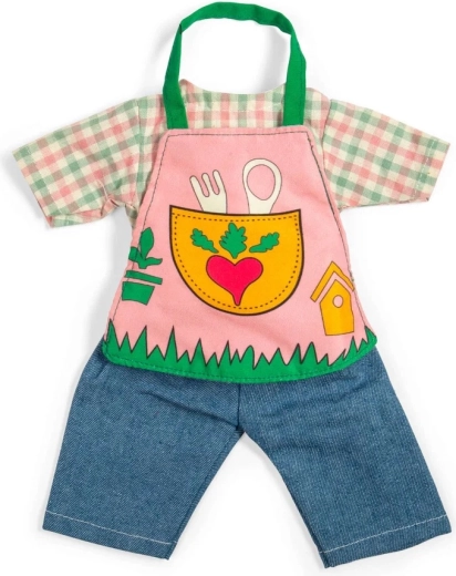 Bigjigs Toys zahradnický obleček pro panenku 34 cm – kalhoty, košile a zástěra